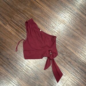 Elegant Burgundy One-Shoulder Top